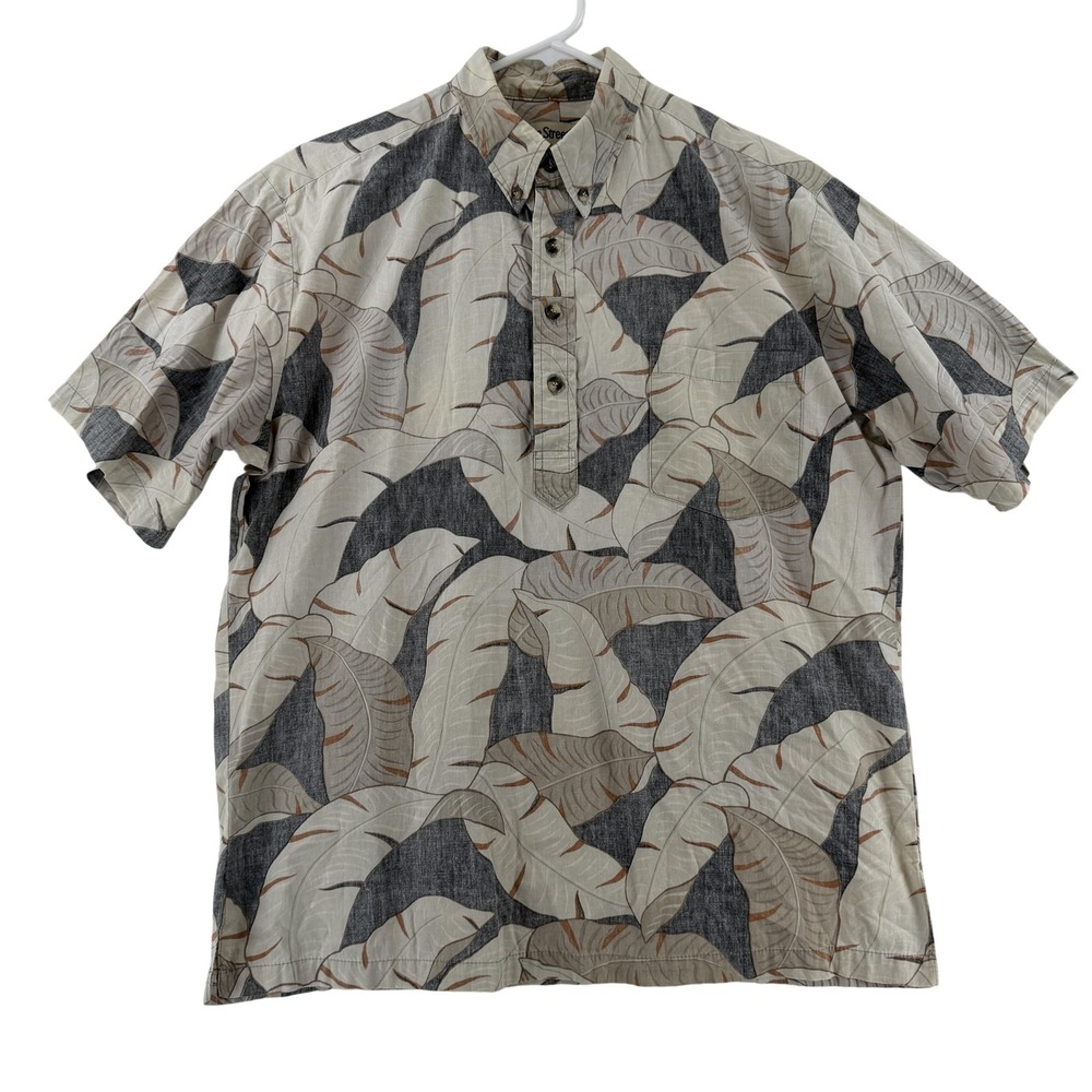 Cooke Street Shirt Mens Medium Beige Hawaiian Short Sleeve Button Front Casual